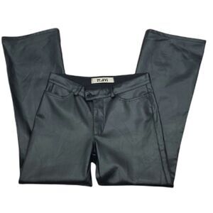 Mavi Chrissy Black Faux Leather Pants  Boot Cut Leg, Front Pockets. Retro 31/30